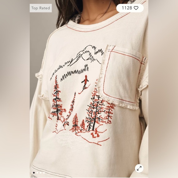 Pilcro Tops - Pilcro/Anthropologie Apres Long Sleeve Ruffled Cotton Tee Size LP. NWT